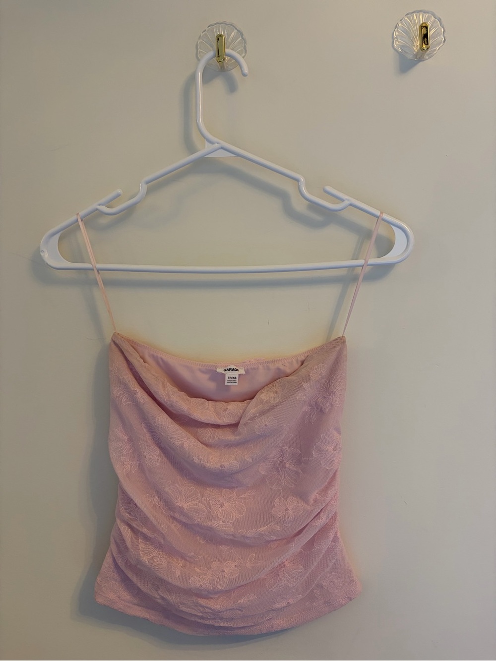 Garage Pink Lace Mesh Strapless Tube Top